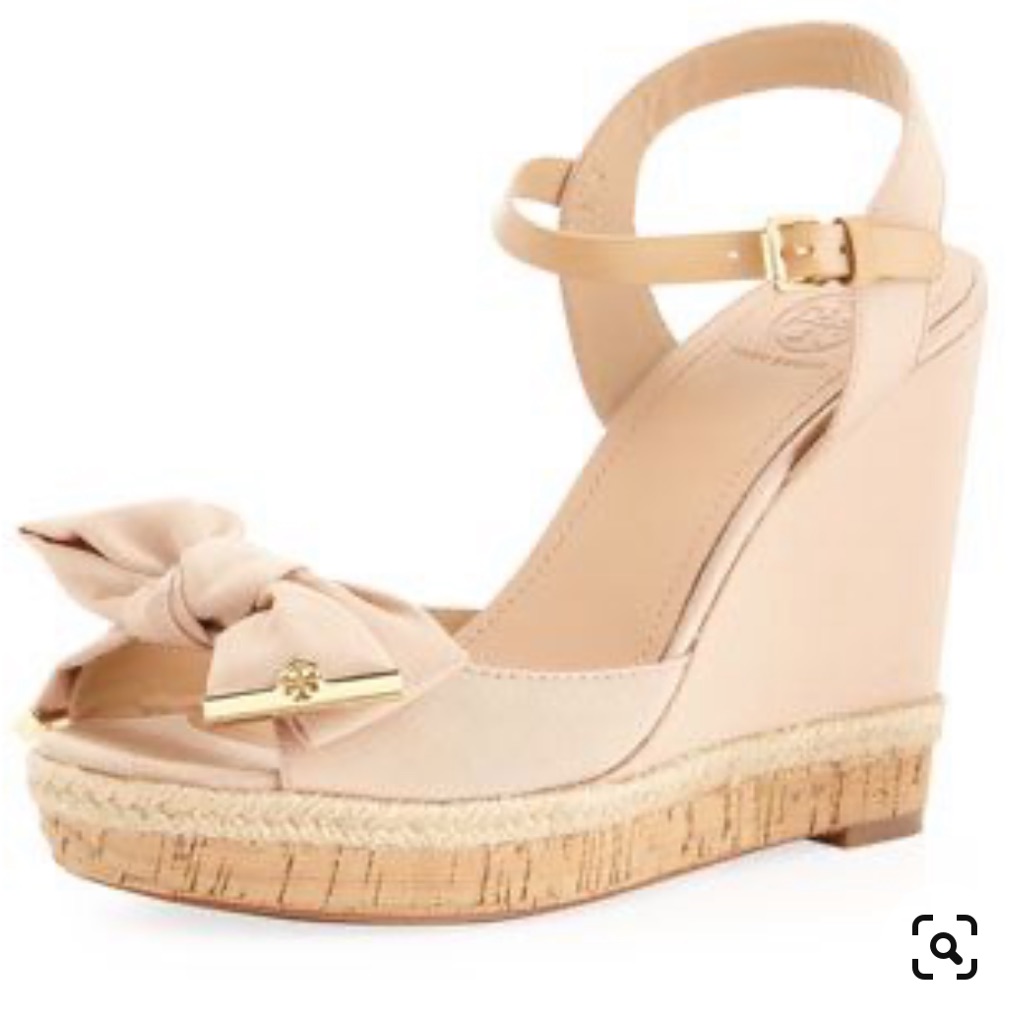 Tory Burch Beige Espadrilles Wedges With Bow And Metal Hardware|6.5